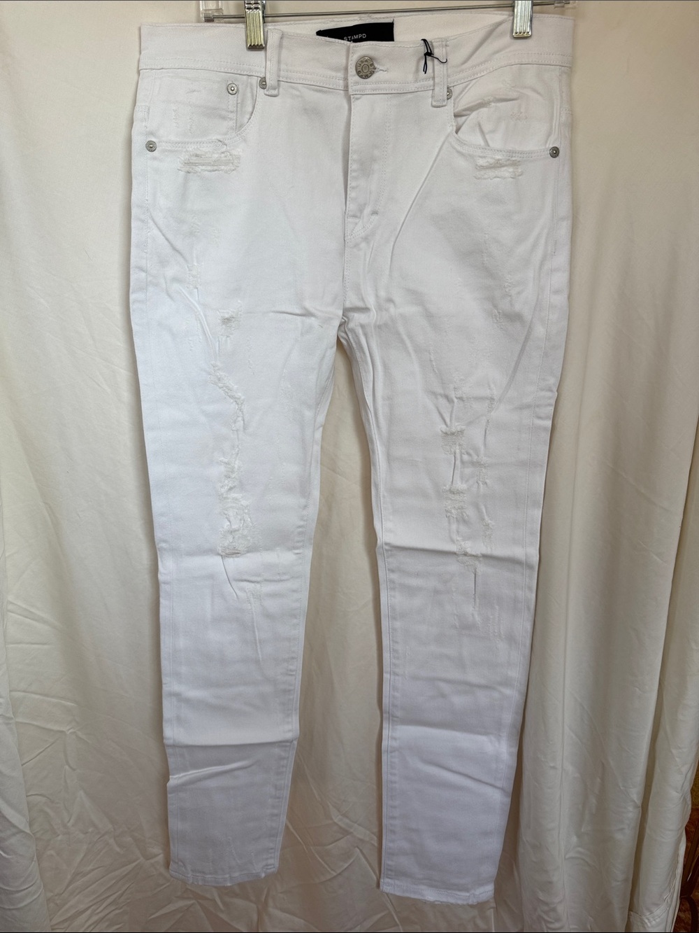 Stampd Distressed White Men's Jeans - Slim Fit